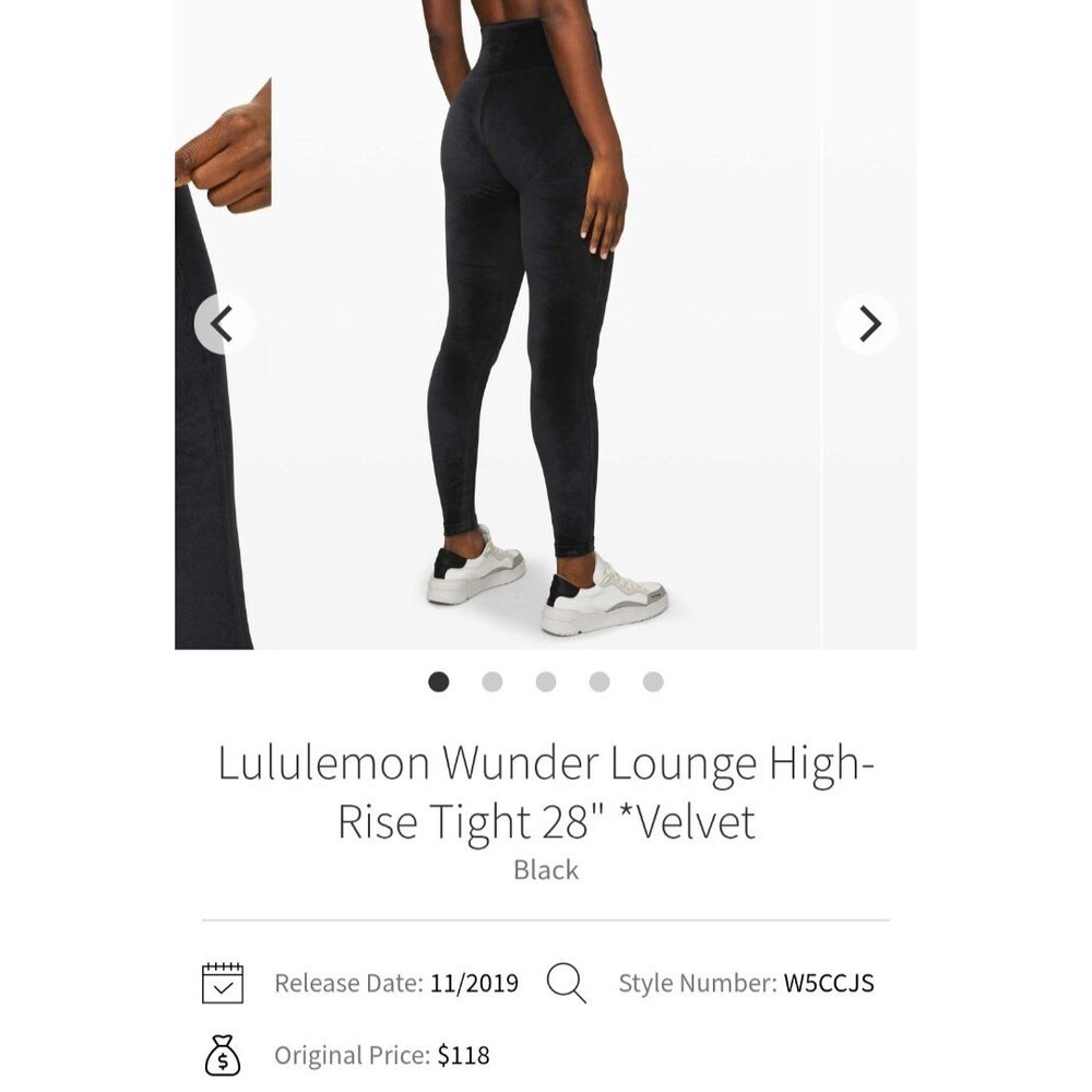 Lululemon Wunder Lounge HR Tight 28" Velvet Size 6 Black